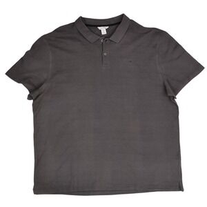Calvin Klein Gray Embroidered Logo‎ 1/4 Button Short Sleeve Polo Men's Size 2XL